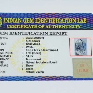 Abhimantrit White Zircon Transparent Stone & Lab Certified 5.25 Carat - Image 2
