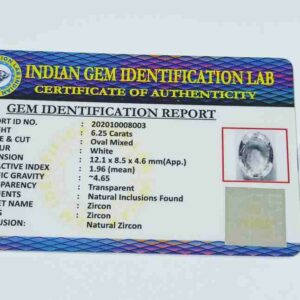 Abhimantrit White Zircon Transparent Stone & Lab Certified 6.25 Carat - Image 2