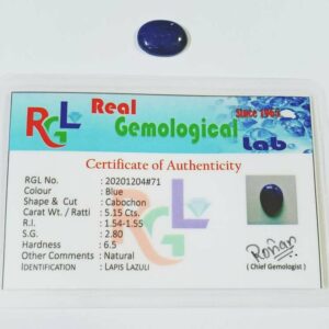 Abhimantrit Lapis Lazuli (Lazward) Stone & Certified -4.25 Carat - Image 2
