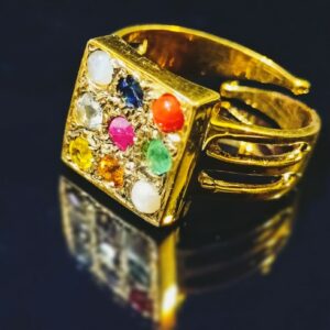 Abhimantrit Certified Navratna Ring (Adjustable) Mixed Precious Stone - Image 2