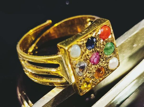 Navratna Ring Adjustable Mixed Precious Stone Certified Shivaago