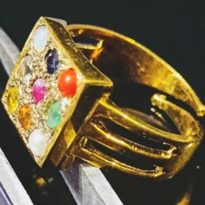 Abhimantrit Certified Navratna Ring (Adjustable) Mixed Precious Stone - Image 3