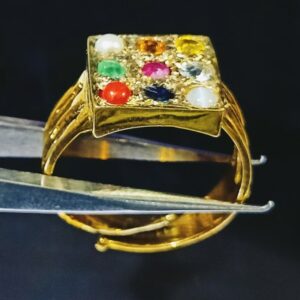 Abhimantrit Certified Navratna Ring (Adjustable) Mixed Precious Stone - Image 4