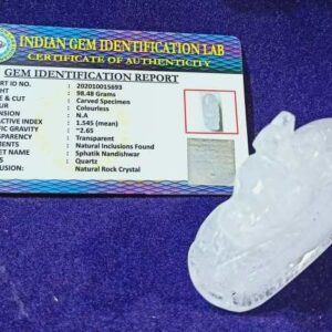 Lab Certified Indian Sphatik Nandi - 98 Gram & Abhimantrit - Image 1