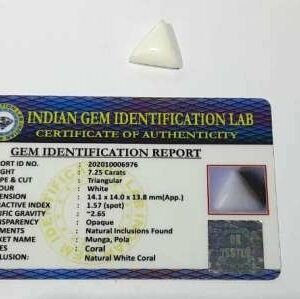 Triangle White Coral Stone (Moonga) Lab Certified  & Abhimantrit  7.25 Carat - Image 1
