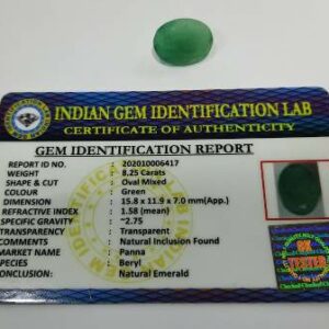 Panna Stone (Emerald) Oval shape Lab Certified & Abhimantrit  8.25 Carat - Image 4