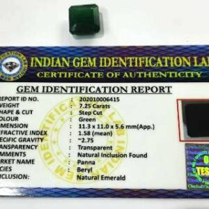 Panna Stone (Emerald) Square shape Lab Certified & Abhimantrit  7.25 Carat - Image 1