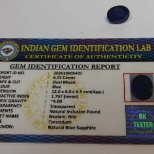 Abhimantrit Blue Sapphire (Neelam Stone) & Certified - 6.25 Carat - Image 3
