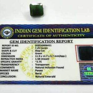 Abhimantrit  Panna Stone (Emerald) Square shape & Lab Certified - 7.25 Carat - Image 5
