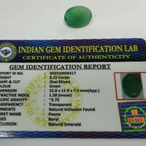 Panna Stone (Emerald) Oval shape Lab Certified & Abhimantrit  8.25 Carat - Image 1