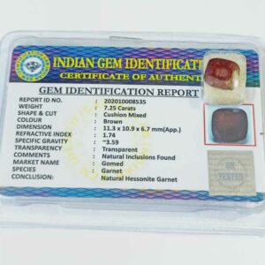 Abhimantrit Hessonite (Gomed) Square Shape Stone - 7.25 Carat - Image 6