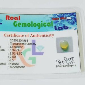 Transparent Creamy Moonstone (Feldspar) Lab- Certified & Abhimantrit 6.95 Carat - Image 2