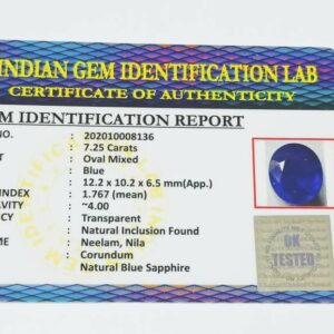 Blue Sapphire (Neelam Stone) Lab-Certified & Abhimantrit 7.25 Carat - Image 2