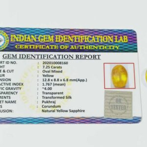 Yellow Sapphire (Pukhraj) Certified & Abhimantrit-7.25 Carat - Image 2