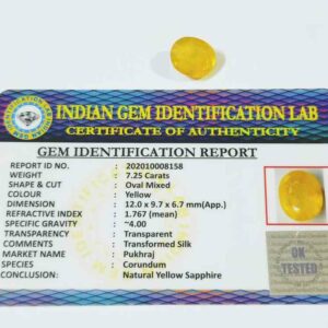 Yellow Sapphire (Pukhraj) Certified & Abhimantrit- 7.25 Carat - Image 2