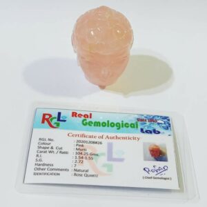 Rose quartz stone Buddha head 104 Grams Lab-Certified & Abhimantrit - Image 2