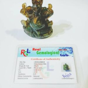 Abhimantrit Natural Labradorite Ganesh ji idol & Lab -Certified 72 Gram - Image 2