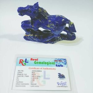 Natural Lapis lazuli Horse Murti (Statue) Certified Stone-148 Gram & Abhimantrit - Image 3