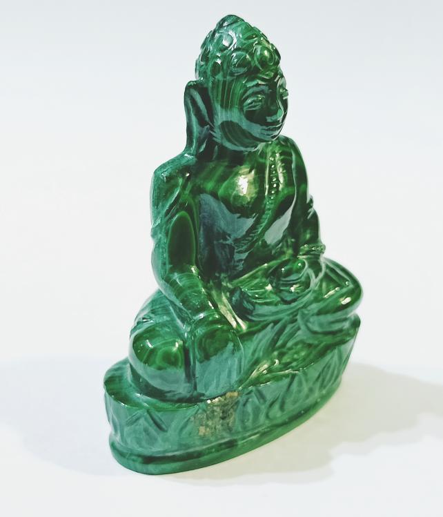 Abhimantrit Malachite Stone Lord Buddha Murti (idol) LabCertified 81