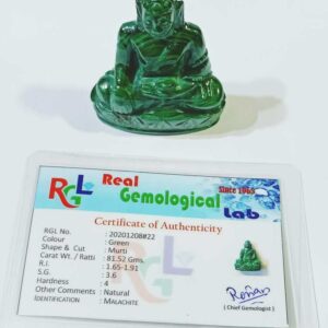 Abhimantrit Malachite Stone Lord Buddha Murti (idol) Lab-Certified 81 Gram - Image 2