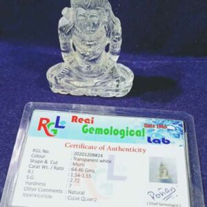 Abhimantrit Sphatik Mahadev Murti (Idol) & Lab- Certified 64 Gram - Image 2