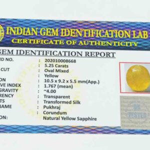 Certified Yellow Sapphire (Pukhraj) & Abhimantrit- 5.25 Carat - Image 2