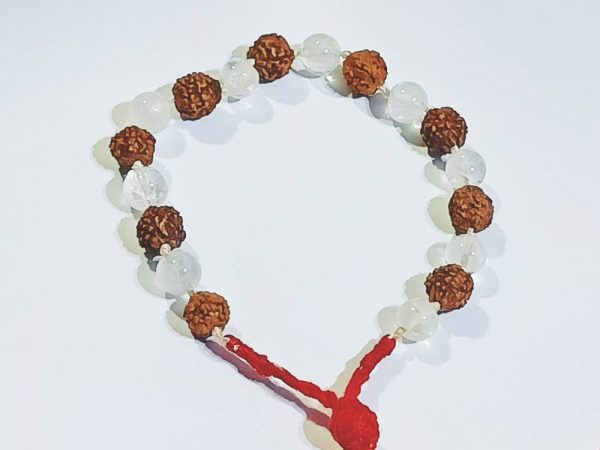 Sphatik bracelet with five face rudraksh crystal bracelet with rudraksha