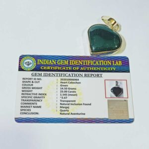 Natural Aventurine in silver locket & Lab -Certified  23 carats - Image 6