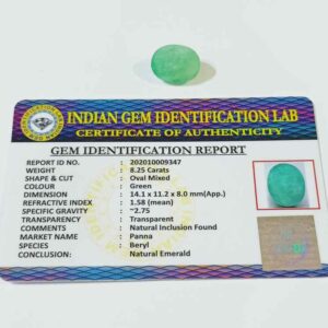 Panna Stone Oval shape & Abhimantrit - 8.25 Carat - Image 2
