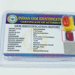 Abhimantrit Red Coral Stone & Lab-Certified  7.25 Carat - Image 2