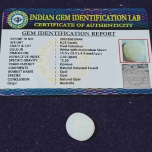 Fire Opal Stone, Certified & Abhimantrit 6.25 Carats with Origin tested - Image 1