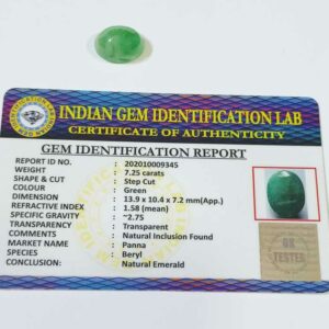 Lab Certified Panna Stone Oval shape - 7.25 Carat - Image 3