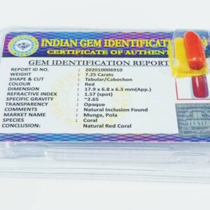 Certified Natural Red Coral Stone & Abhimantrit 7.25 Carat - Image 6