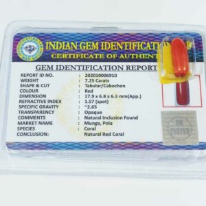 Certified Natural Red Coral Stone & Abhimantrit 7.25 Carat - Image 1