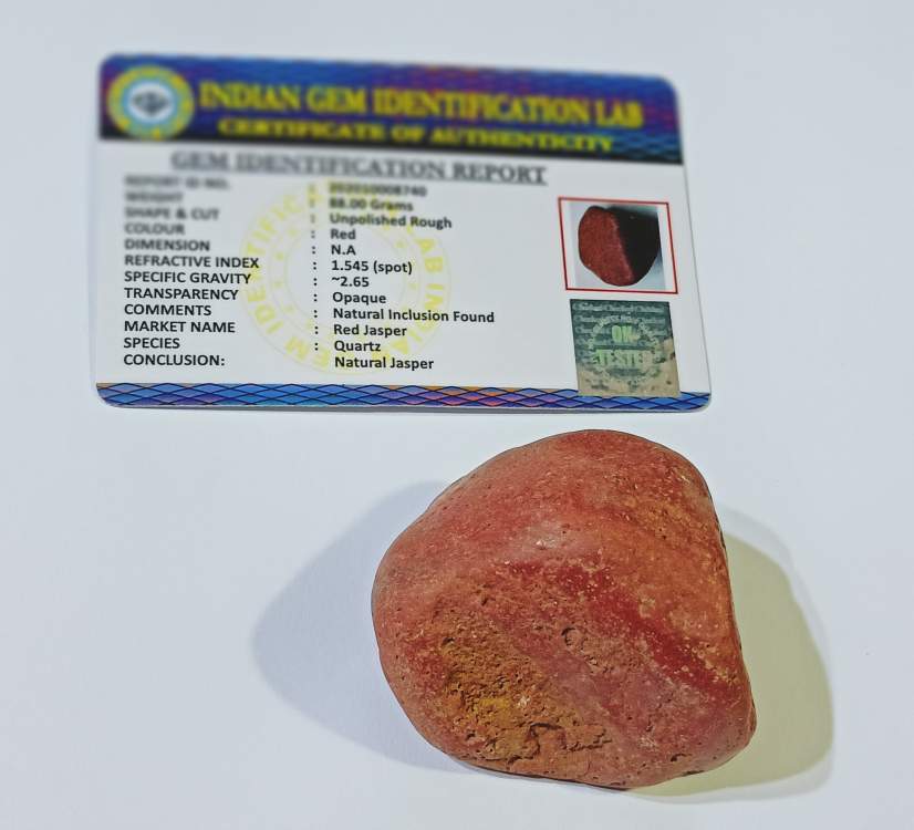 Abhimantrit Natural Red Jasper Stone piece Lab- Tested