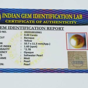 Abhimantrit Natural Yellow Pearl (Moti) Stone & Lab Certified- 9 Carat - Image 2