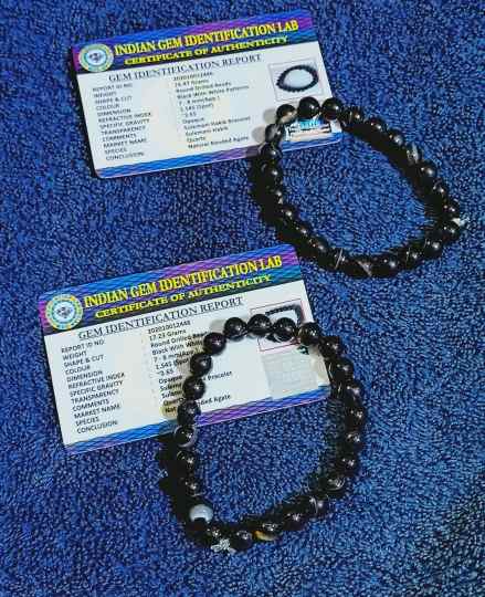 Guaranteed Natural Lab Certified Energized Black Brown AAA+ Sulemani Hakik  Bracelet - Tantra Astro