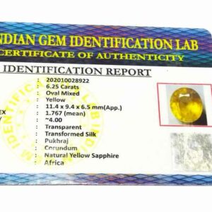 Abhimantrit Yellow Sapphire (Pukhraj) & Certified- 6.25 Carat Origin Tested - Image 6