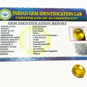 Abhimantrit Yellow Sapphire (Pukhraj) & Certified- 6.25 Carat Origin Tested - Image 2