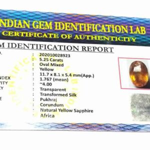 Abhimantrit Yellow Sapphire (Pukhraj) & Certified- 5.25 Carat Origin Tested - Image 7