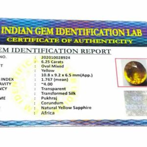 Abhimantrit Yellow Sapphire (Pukhraj) Certified- 6.25 Carat Origin Tested - Image 5