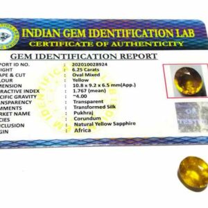 Abhimantrit Yellow Sapphire (Pukhraj) Certified- 6.25 Carat Origin Tested - Image 2