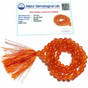 Certified Orange Hakik Mala 6mm & 108 Beads - Image 4