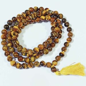Abhimantrit Tiger Eye Stone Mala, 8mm & 108 Beads Certified - Image 1