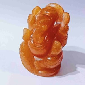 Abhimantrit Orange Aventurine (Sindoori) Ganesh Ji Idol 90 Gram Certified - Image 3