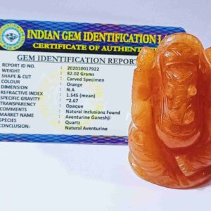 Abhimantrit Orange Aventurine (Sindoori) Ganesh Ji Idol 90 Gram Certified - Image 2