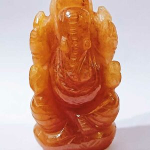 Abhimantrit Orange Aventurine (Sindoori) Ganesh Ji Idol 95 Gram Certified - Image 2
