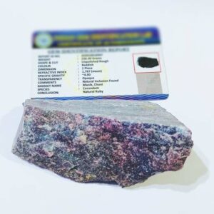 Natural Ruby Raw Stone (1 Piece) Certifed - Abhimantrit - Image 1