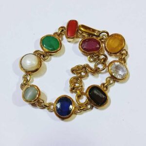 Certified Navratna Bracelet Natural Stones in Panchdhatu - Image 2