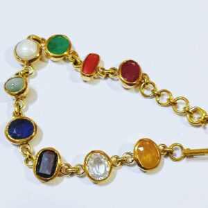 Certified Navratna Bracelet Natural Stones in Panchdhatu - Image 3